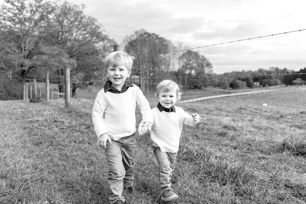 Children exploring and playing in an open field on a bright day.