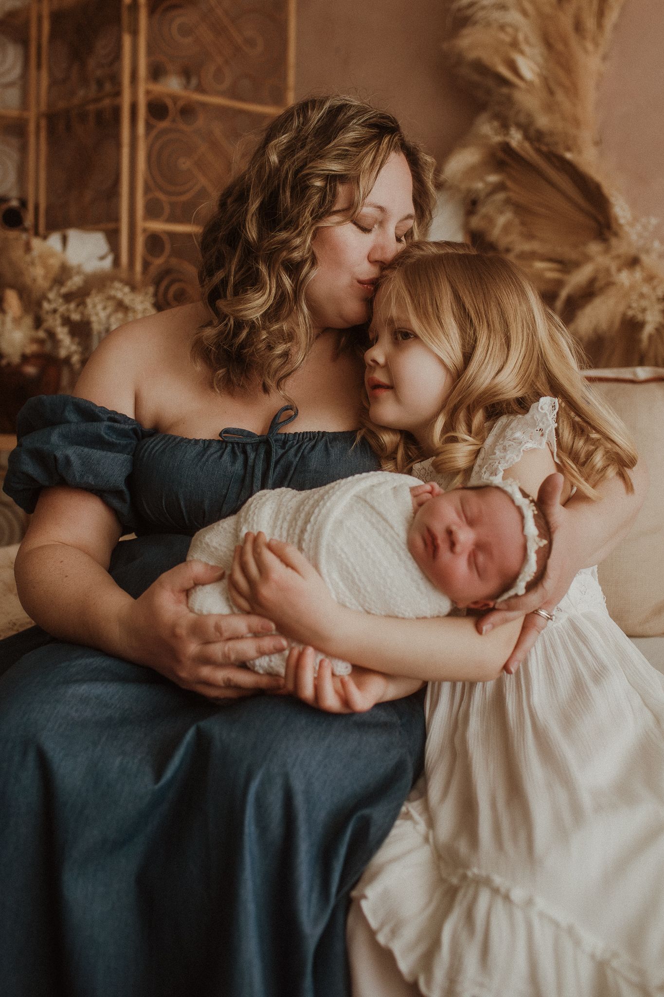 Intimate family sequence showing tender moments in warm indoor lighting.