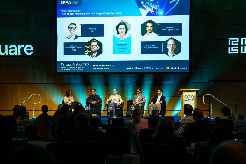 Panel speakers at the FintechNation 25 at the The Convention Centre Dublin.