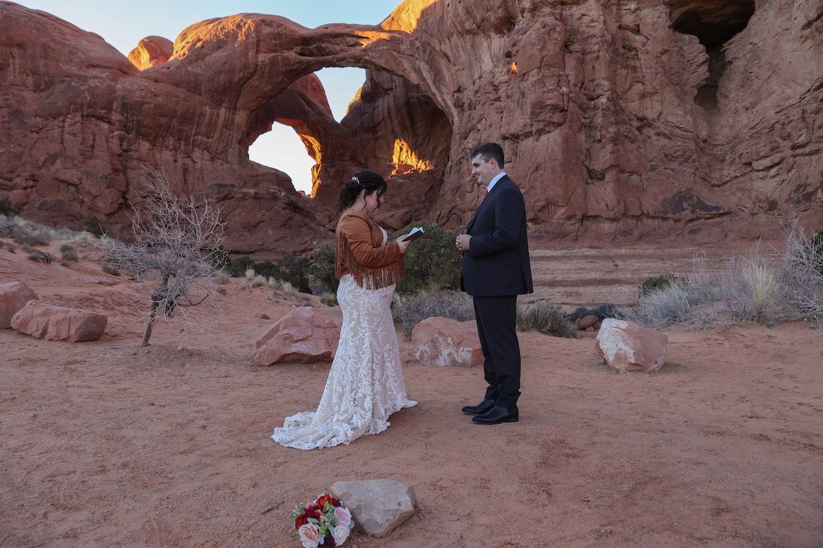 reading wedding vows to each other