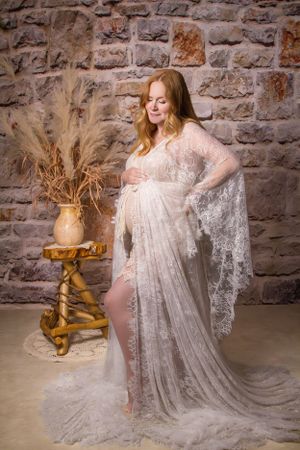 Maternity Photo handmade lace gown Maternity Portraits