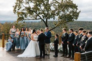 A fall wedding ceremony at 1684 Venue and Resort in Cookson, Oklahoma.