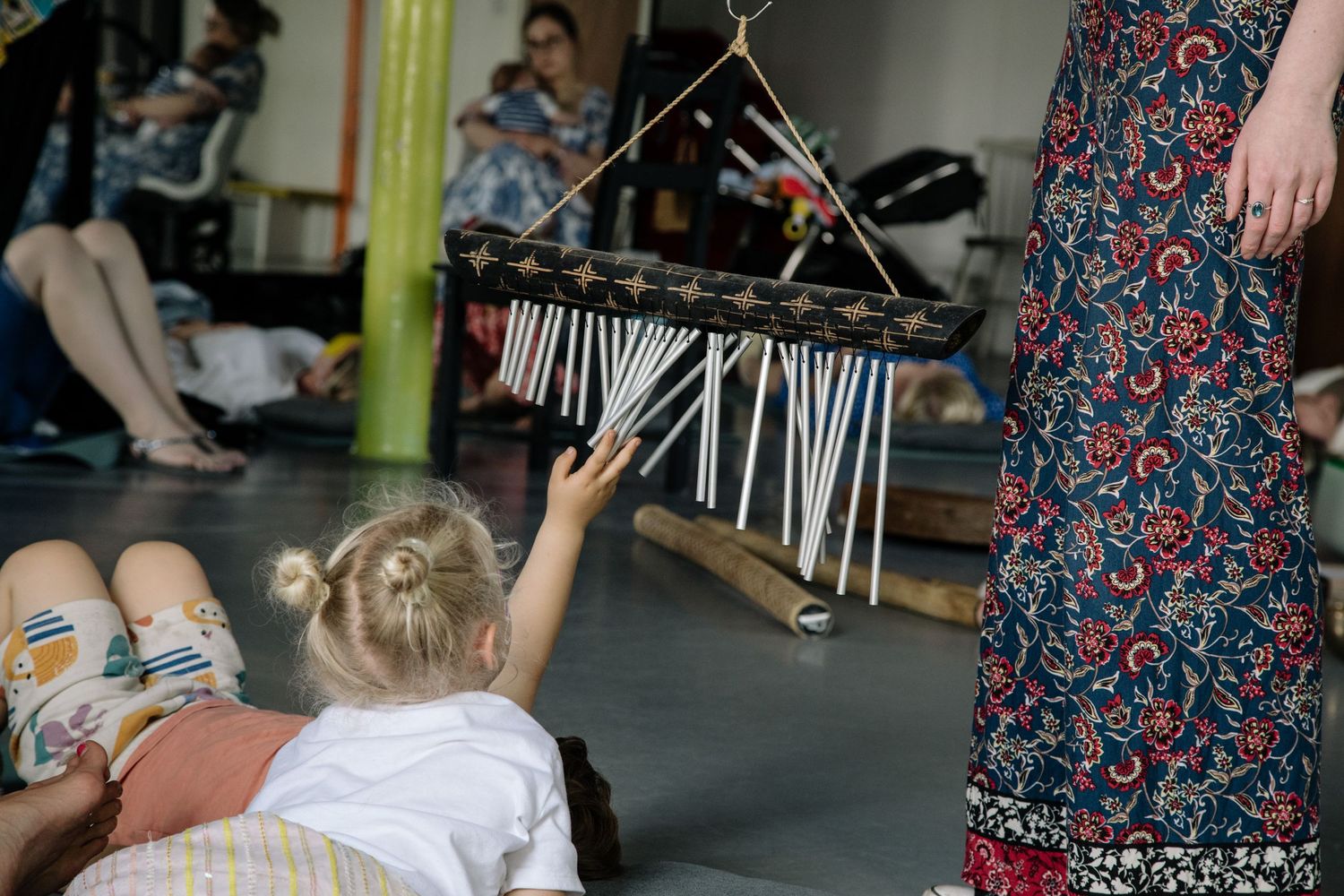 Close-up view of a xylophone being played during a musical performance.