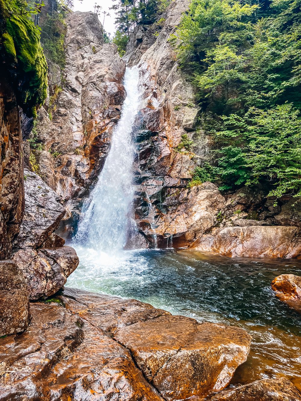 A hidden waterfall in North Conway, New Hampshire