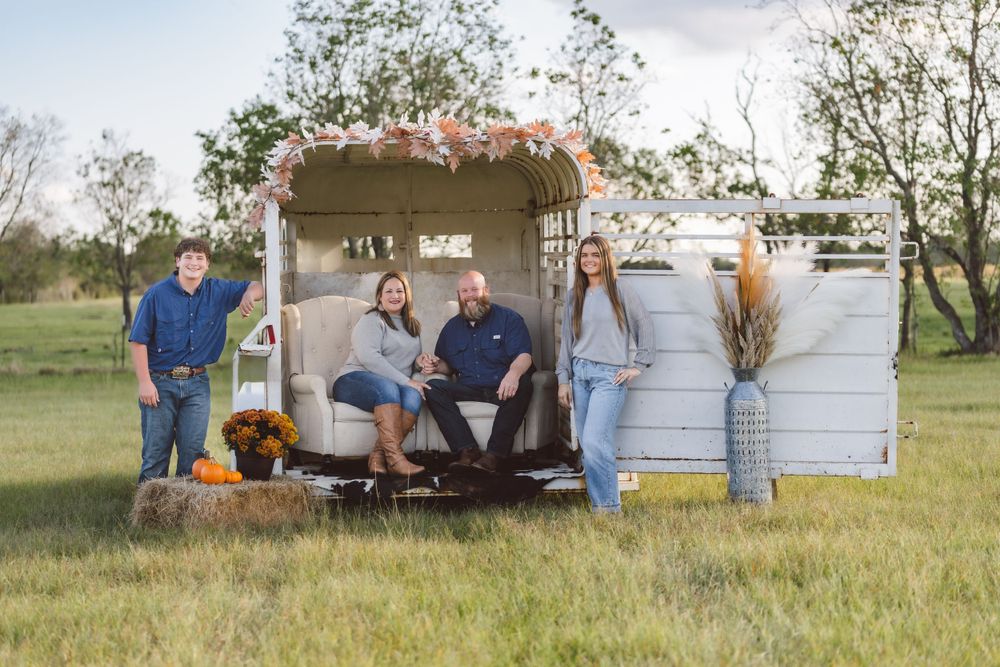 Livestock trailer mini session setup.