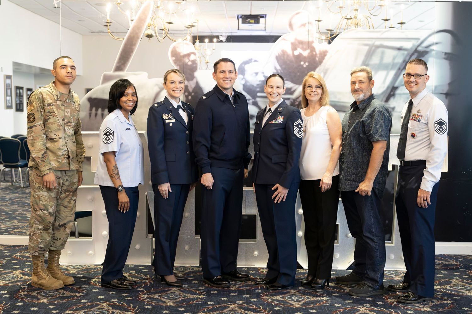Military Ceremony with military members and family
