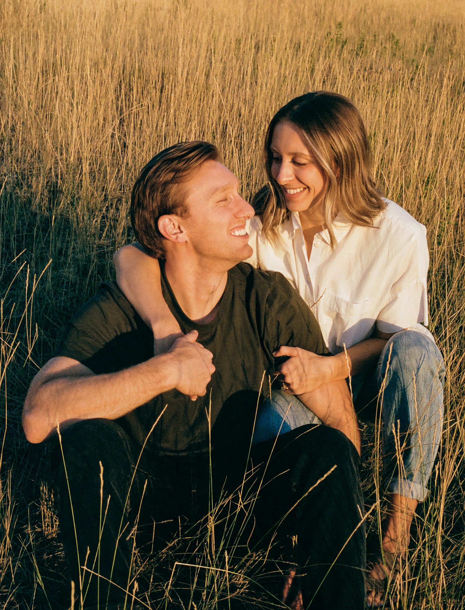portra 400 film photo of couple in downtown Salt Lake City