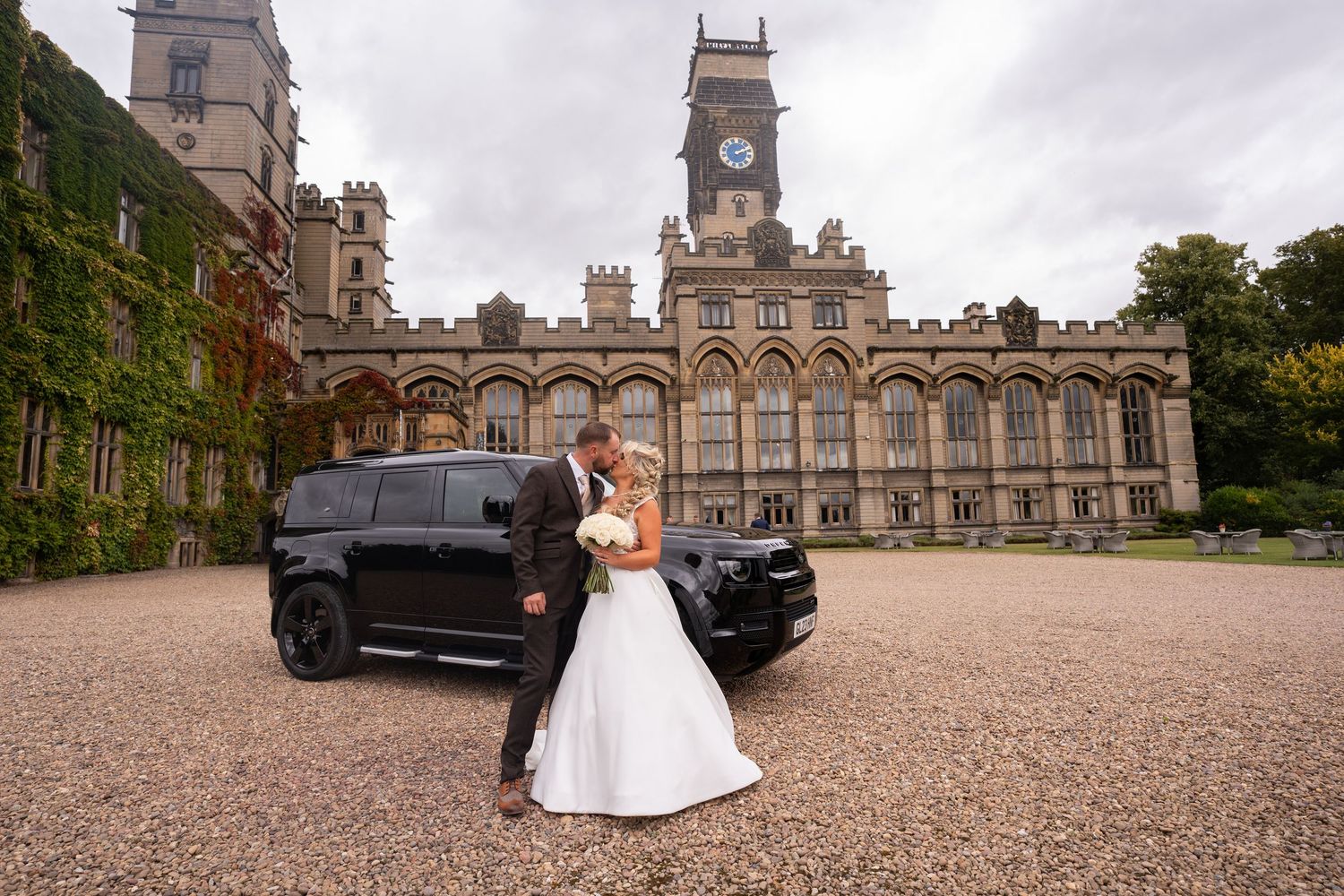 Bride and groom head to head after their wedding by newborn photographer in Doncaster