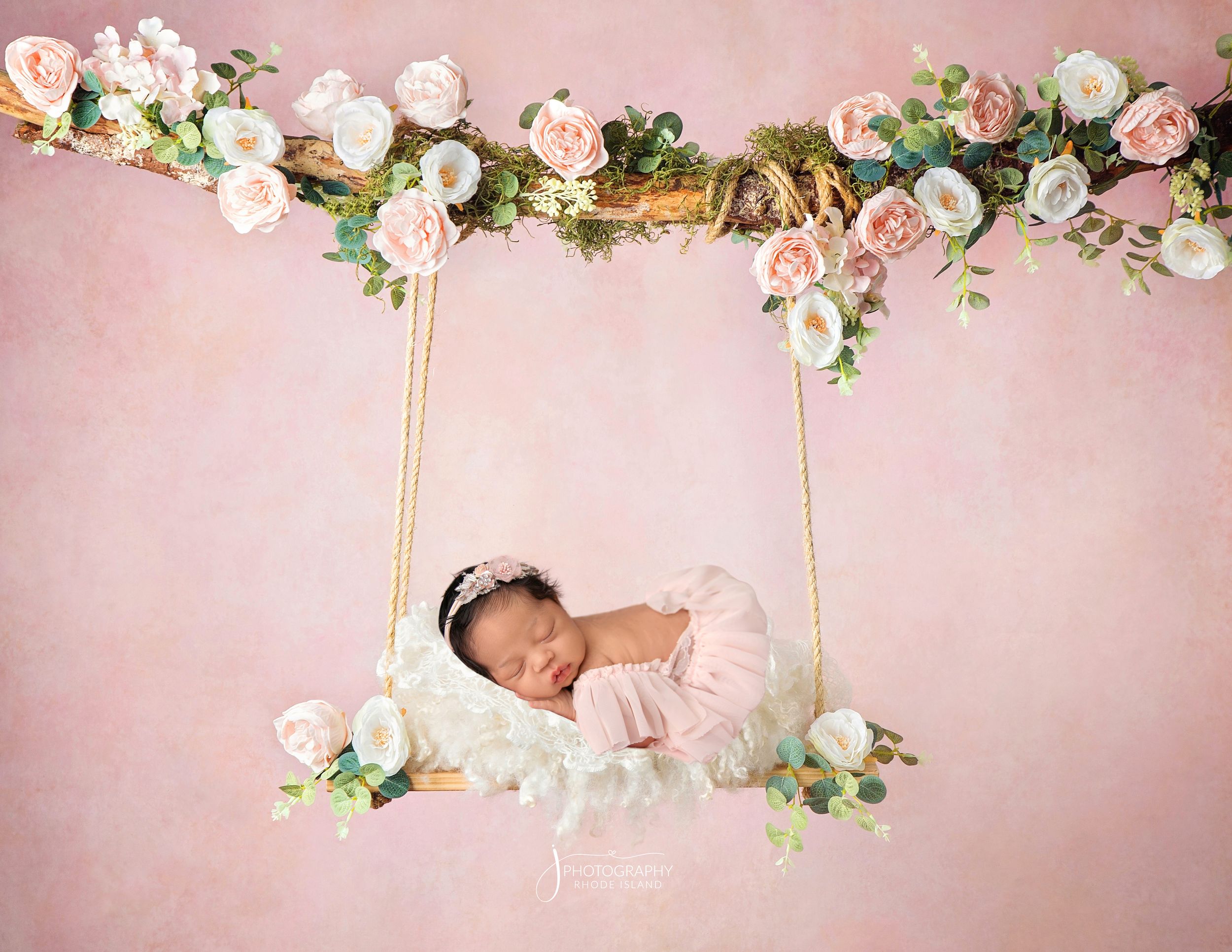 Floral pink Newborn Setup in Rhode Island