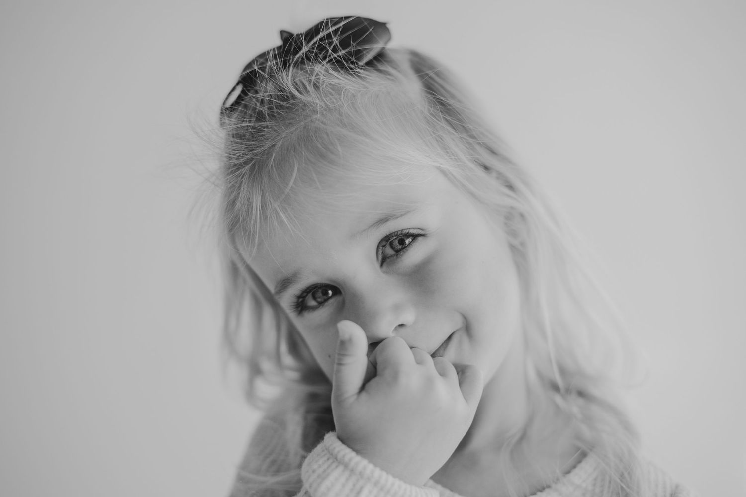Kids personality portrait in black-and-white at the studio on the alley in Zionsville, Indiana