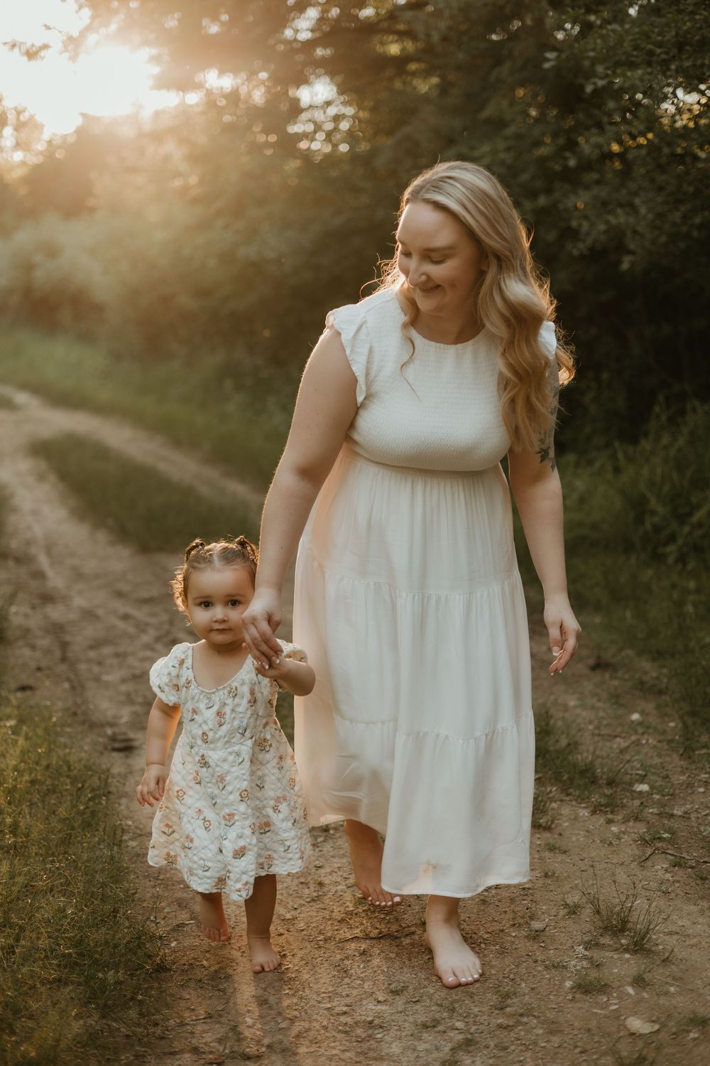 golden hour mom and daughter