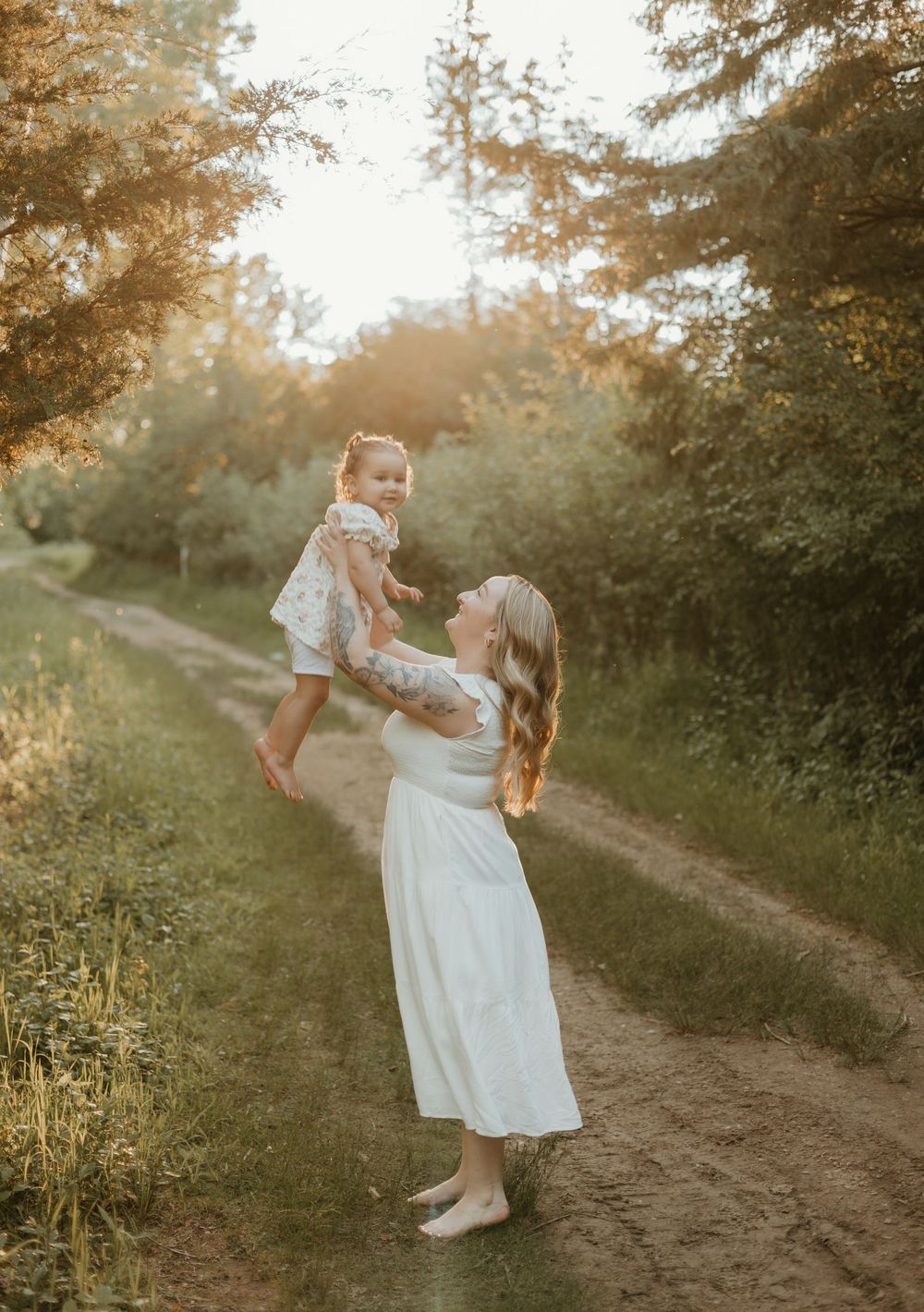 golden hour mom and daughter
