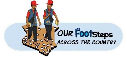 Countrywide Footsteps colorful logo featuring two illustrated hikers with backpacks on white background.