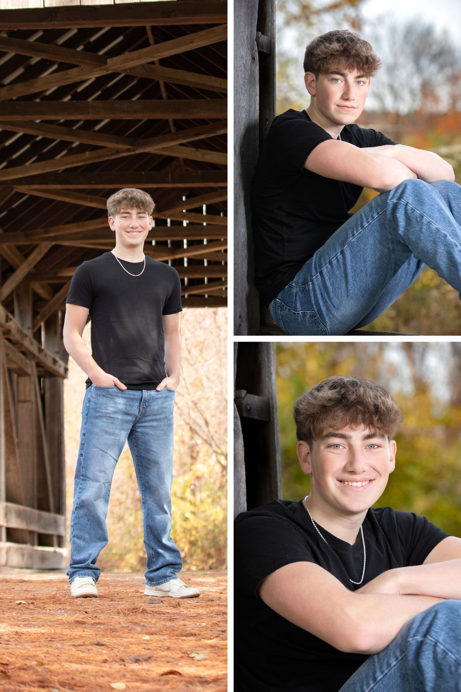 Olentangy Liberty senior session at Slate Run Metro Park with covered bridge portraits and natural outdoor senior photography.