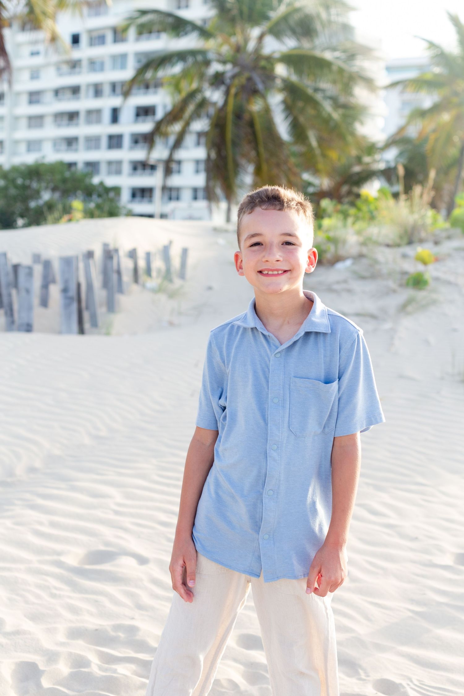 Portrait of a boy on the beach in Isla Verde, Carolina, Puerto Rico.