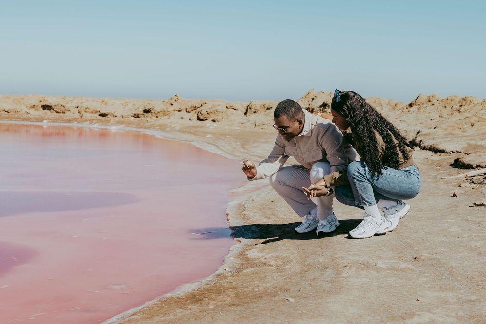 Pink lake destination photoshoot, Walvis bay, Namibia