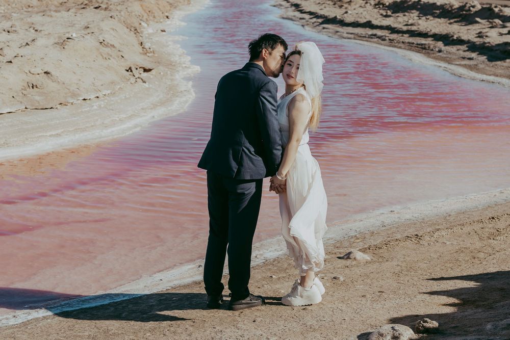 Pink lake destination photoshoot, Walvis bay, Namibia