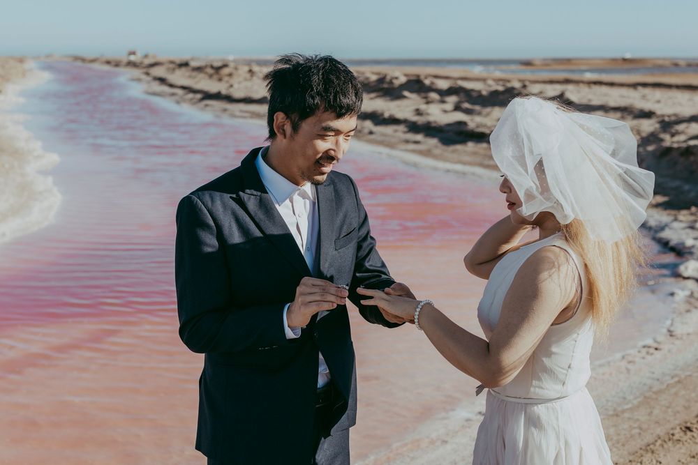 Pink lake destination photoshoot, Walvis bay, Namibia