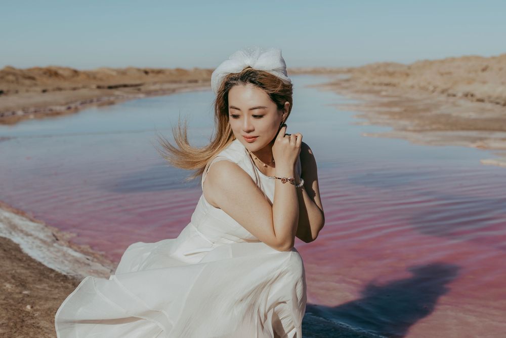 Pink lake destination photoshoot, Walvis bay, Namibia