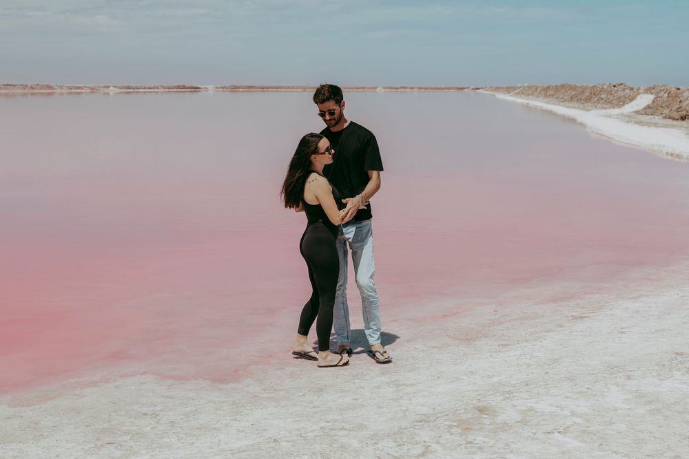 Pink lake destination photoshoot, Walvis bay, Namibia