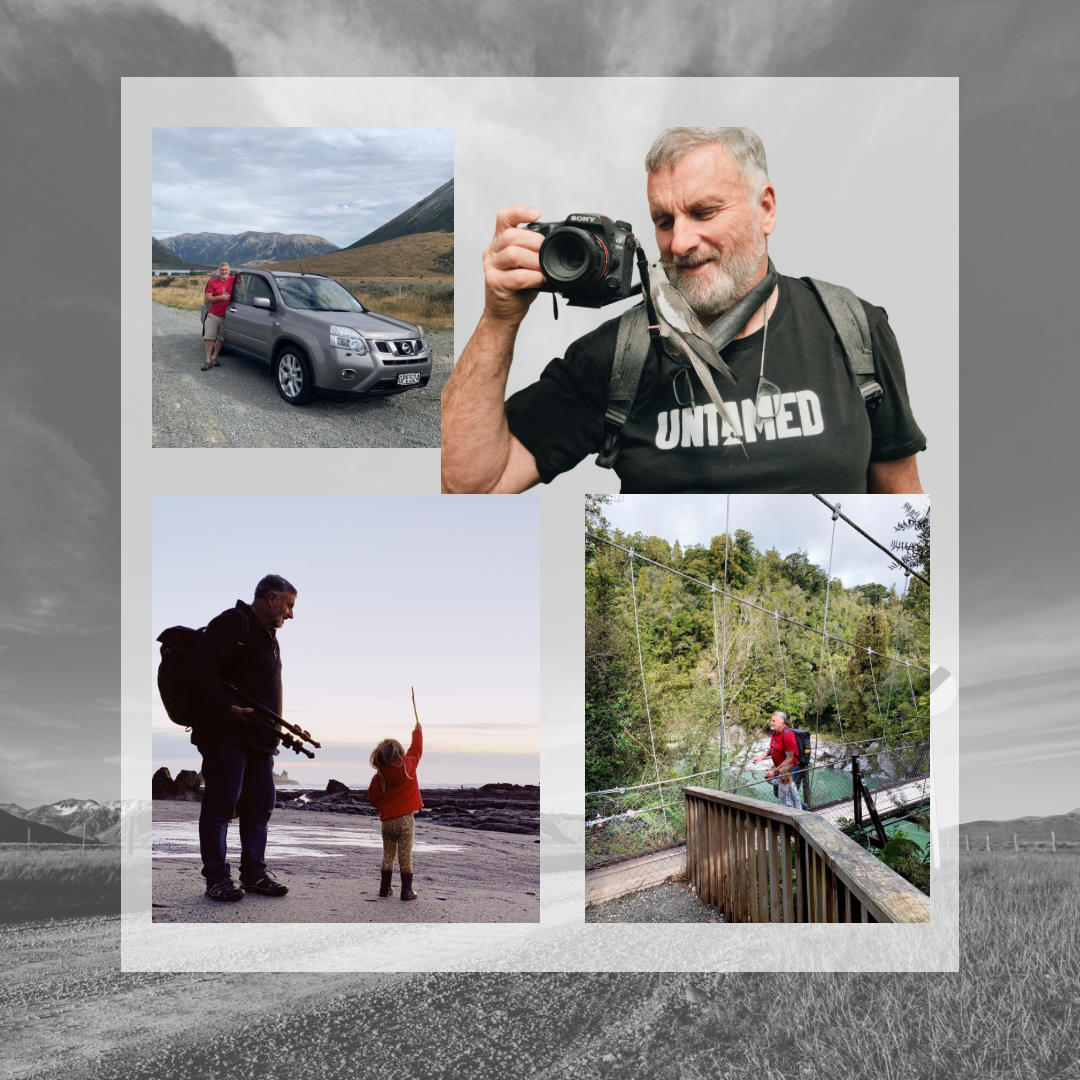 collage of stewart nimmo with camera photographing on different west coast locations