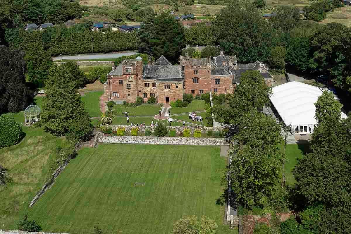 Drone photography of Cumbria's premier wedding venue- Dalston Hall near Carlisle.