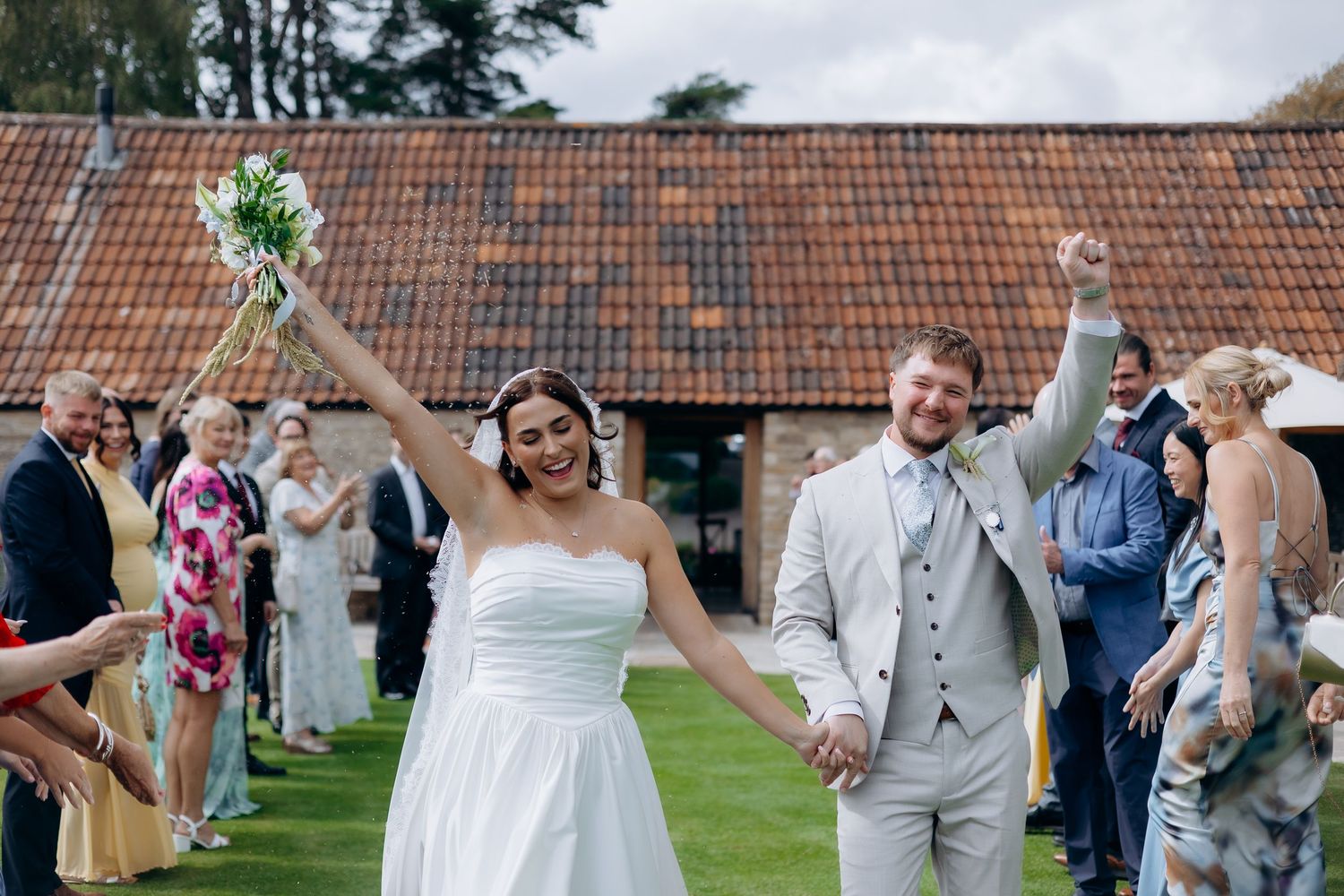 Romantic wedding photography at Kingscote Barn in the Cotswolds.