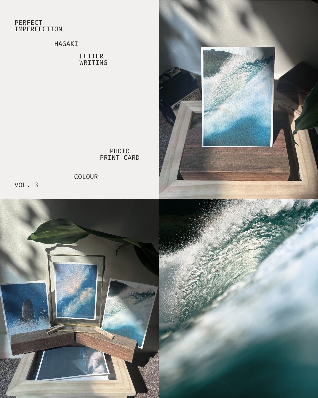 hand made letter writing hagaki greeting or birthday card with customisable photo print on sustainable paper for ocean, surf and lifestyle