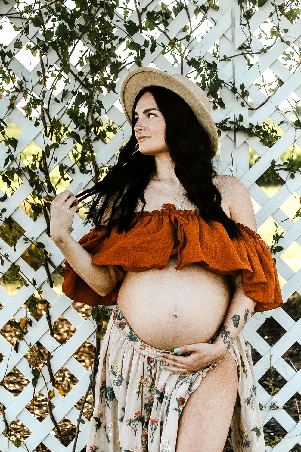 Outdoor Maternity session with expecting mom in Wabash at Wildblooms U pick flower farm.