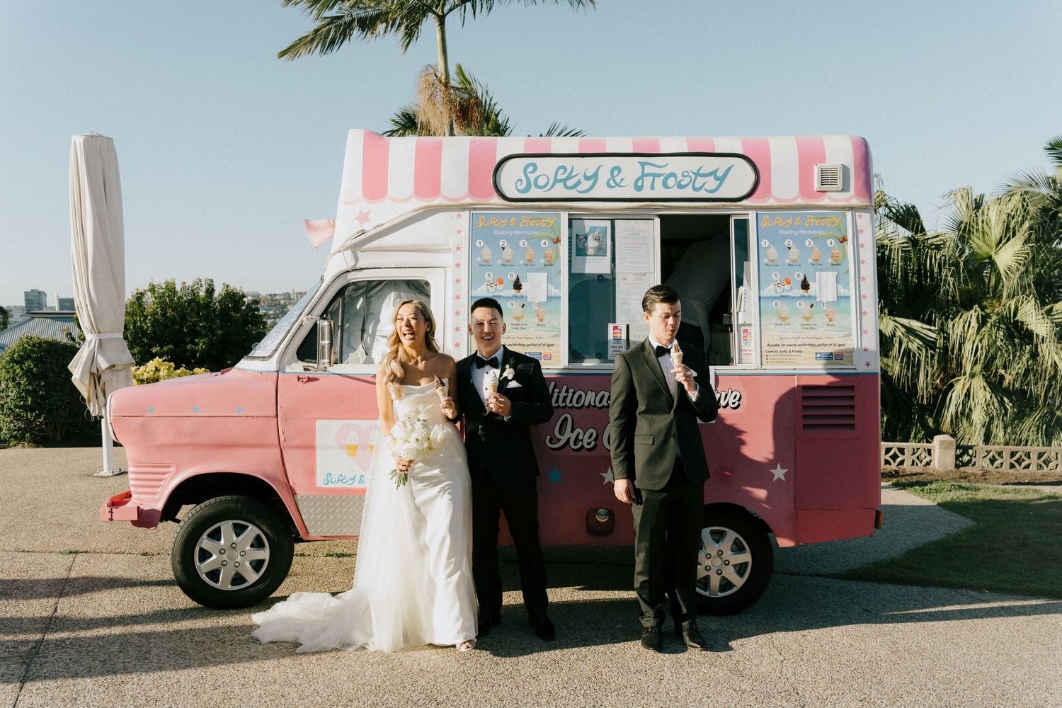 Ice cream truck, vivid and colourful Brisbane wedding photography