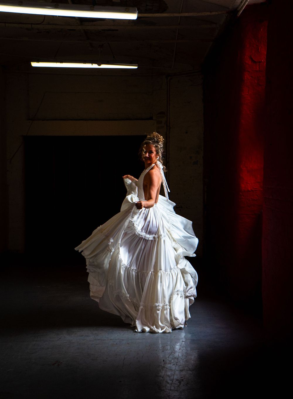 wedding dress, editorial, candid, white wedding dress, designer wedding, red background, model photography, styled shoot