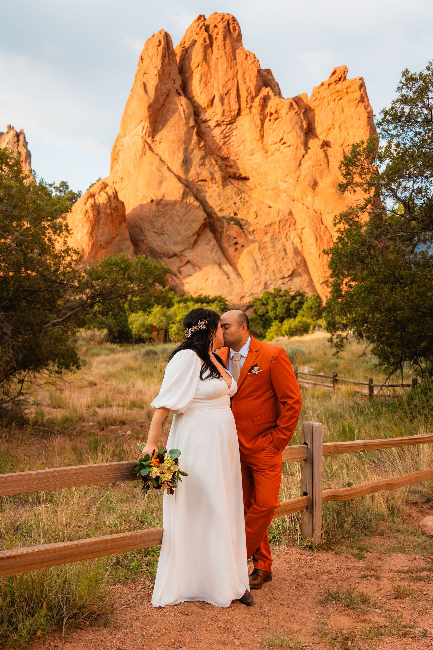 A candid moment of the couple laughing during their ceremony