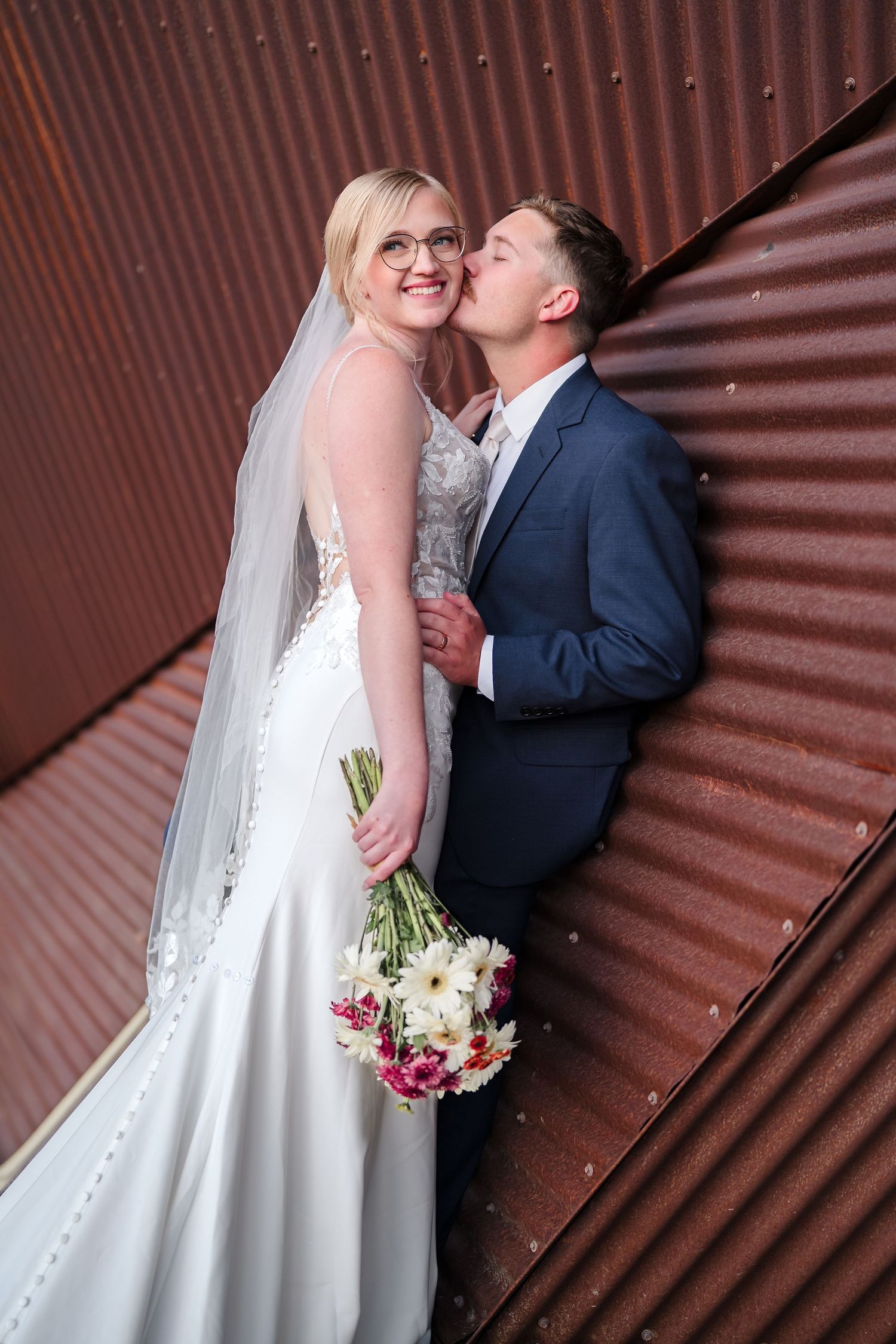 Intimate couple's portrait with dramatic golden
