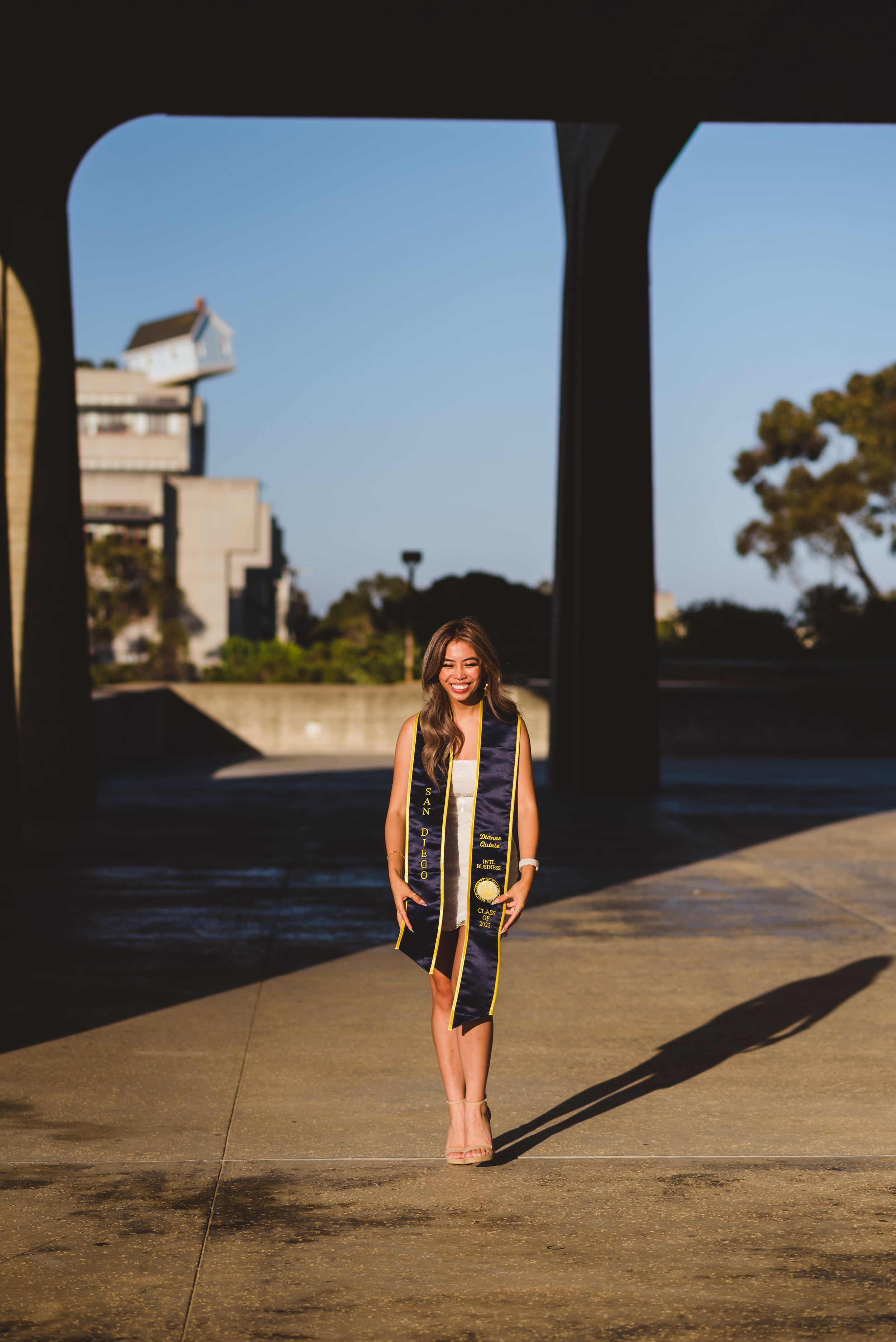 UC San Diego graduate posing for a walking photo.