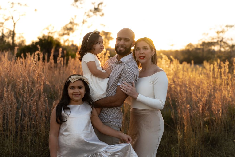 golden hour family of four photos