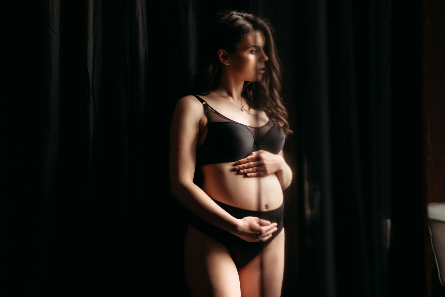 Elegant studio maternity shoot