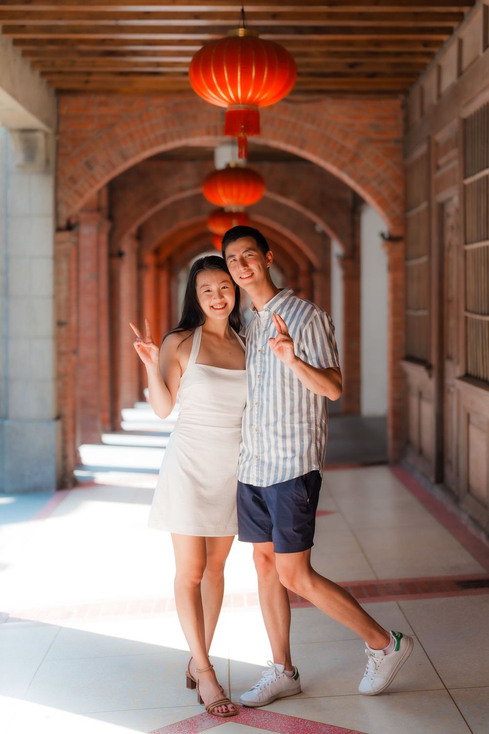 A couple at Dihua Street in Dadaocheng, Taipei City.