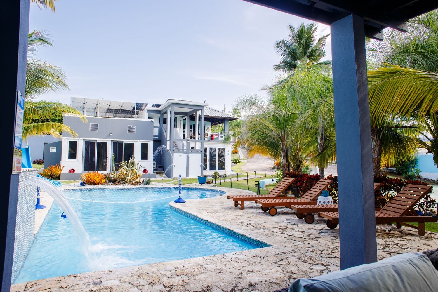 Real estate photography. Backyard pool and house. Vega Baja, Puerto Rico.
