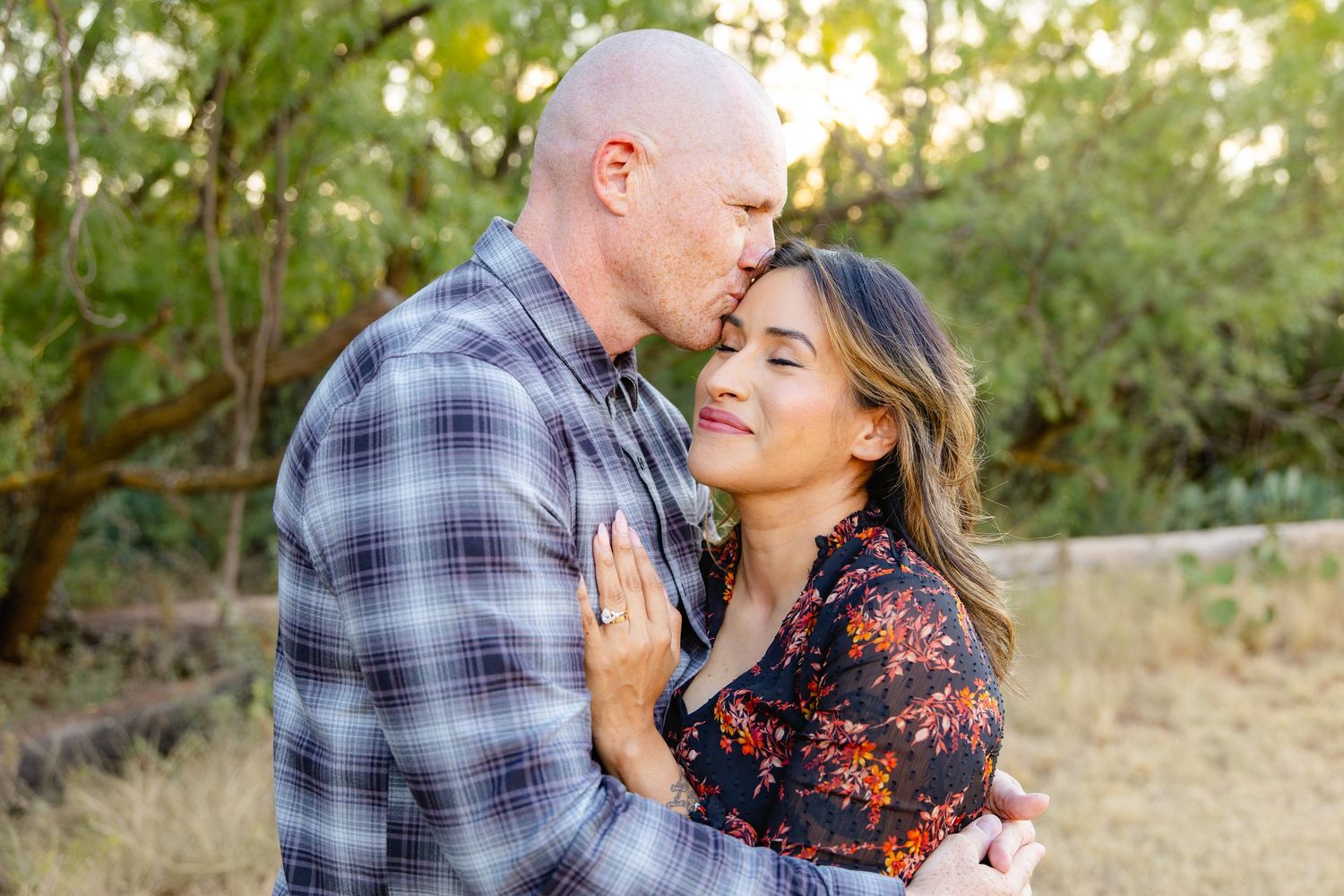 Picture of married couple posing for couples session at golden hour abilene texas