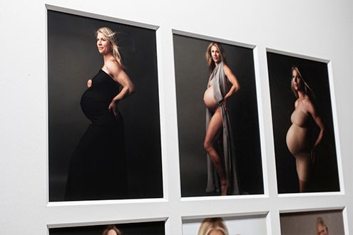 Fine art print of pregnancy portrait for living room display