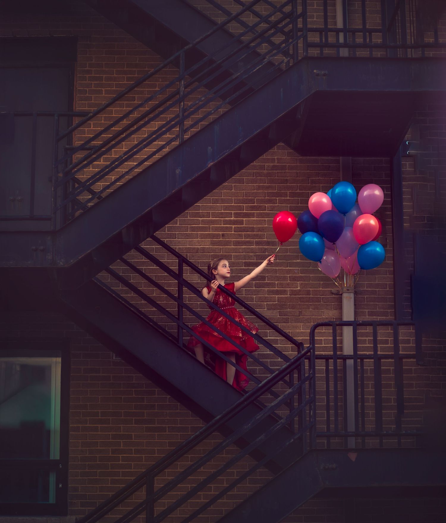 girl in red dress for birthday portraits in Collingswood New Jersey