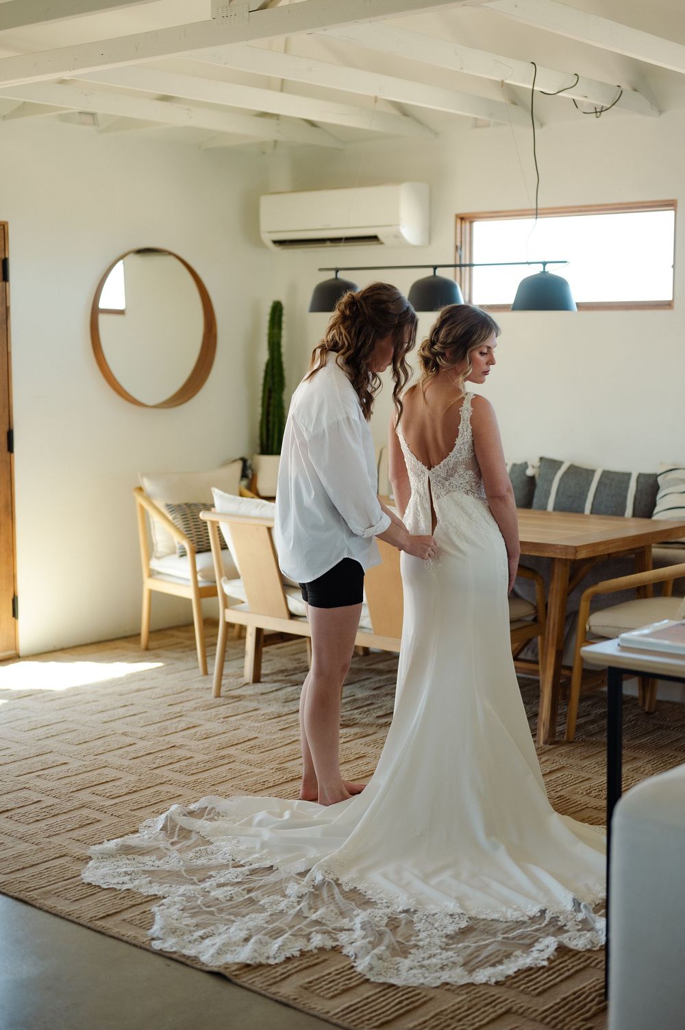lgbtq brides getting ready in California desert