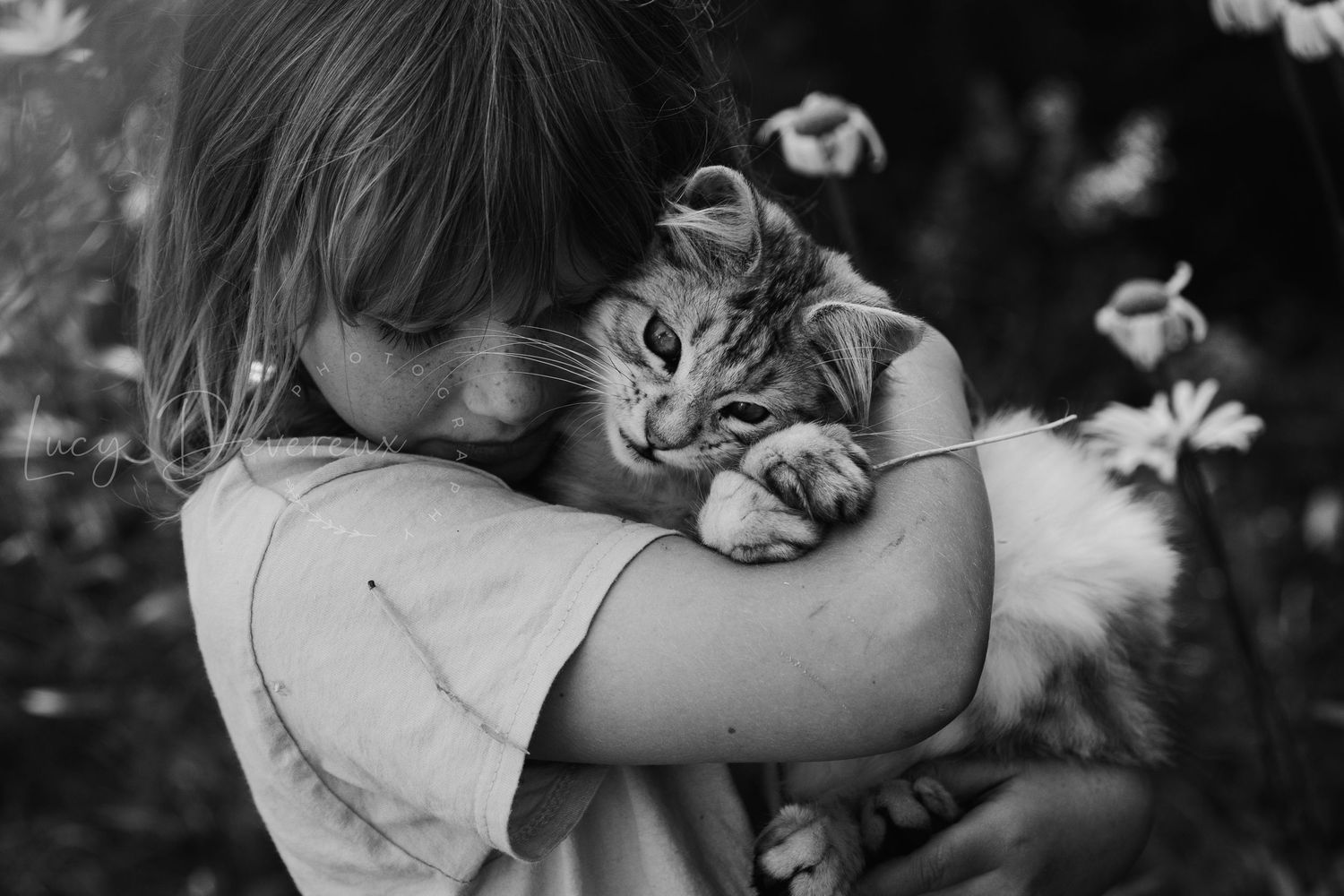 Black and White photography. Outdoors. Girl and her cat out in the wilds! North Wales. Portraiture. natural.