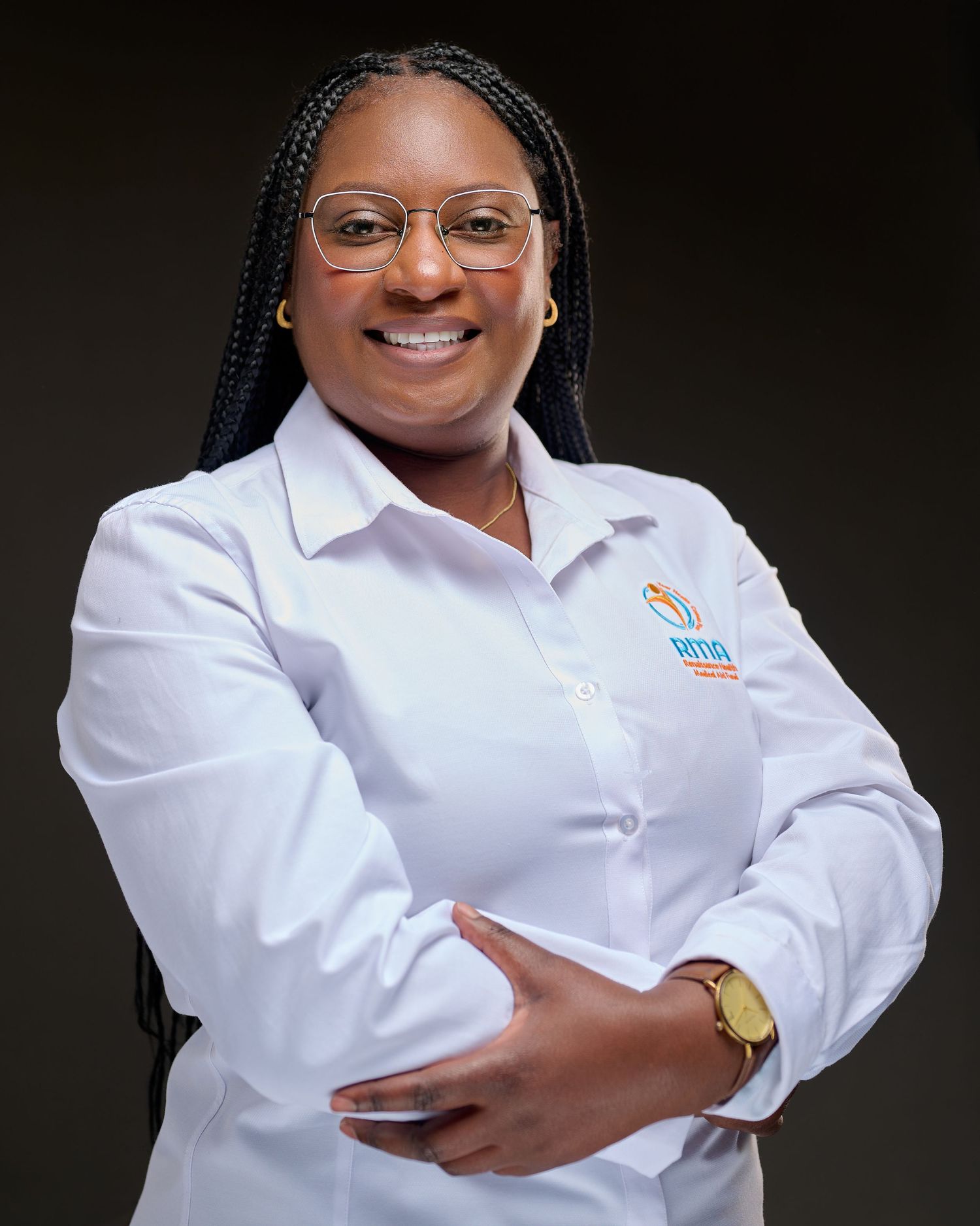 Lady posing for a corporate headshot