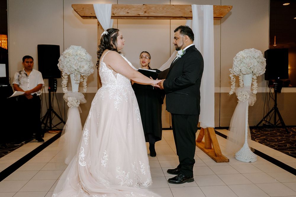 A romantic first dance sequence at a wedding reception showing various moments between the newlyweds.
