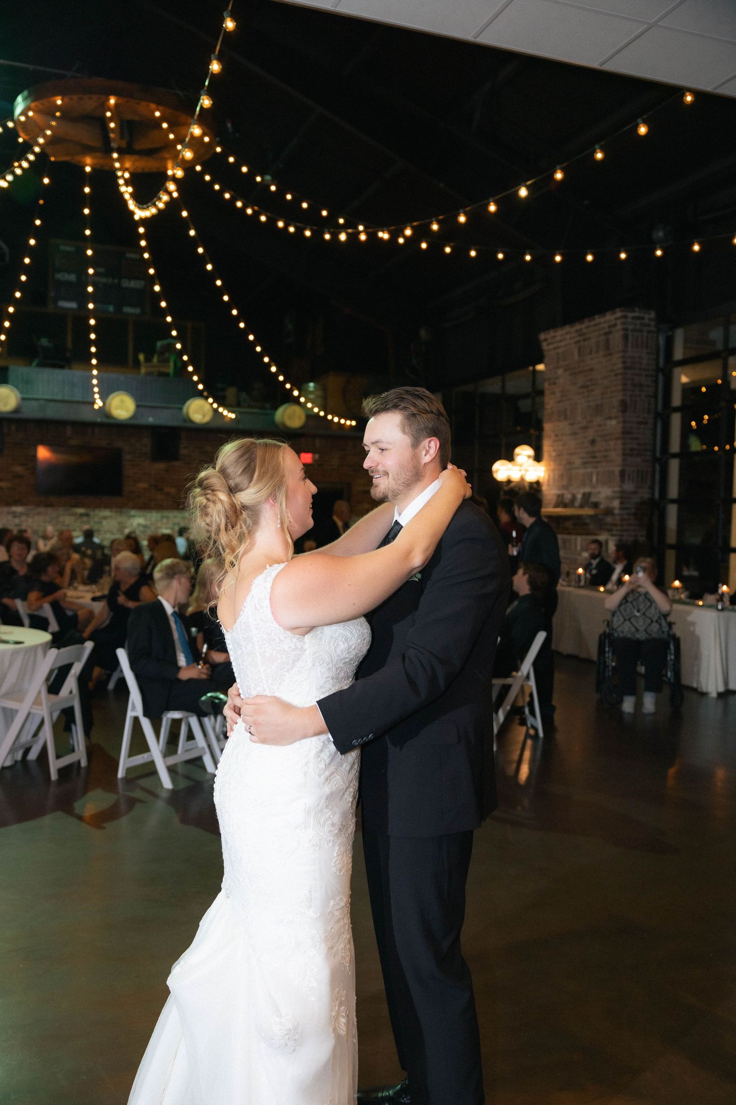 Bride and groom first dance reception indoor reception photos in Frankfort, Illinois