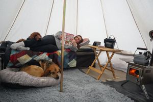 A sequence of images showing people taking naps in various positions and locations in an office environment.