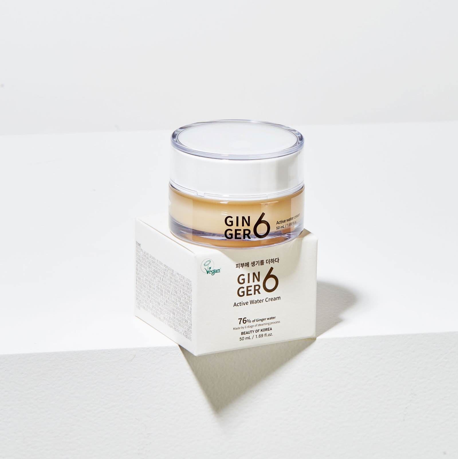 Single jar of Ginger 6 skincare cream product on white background.