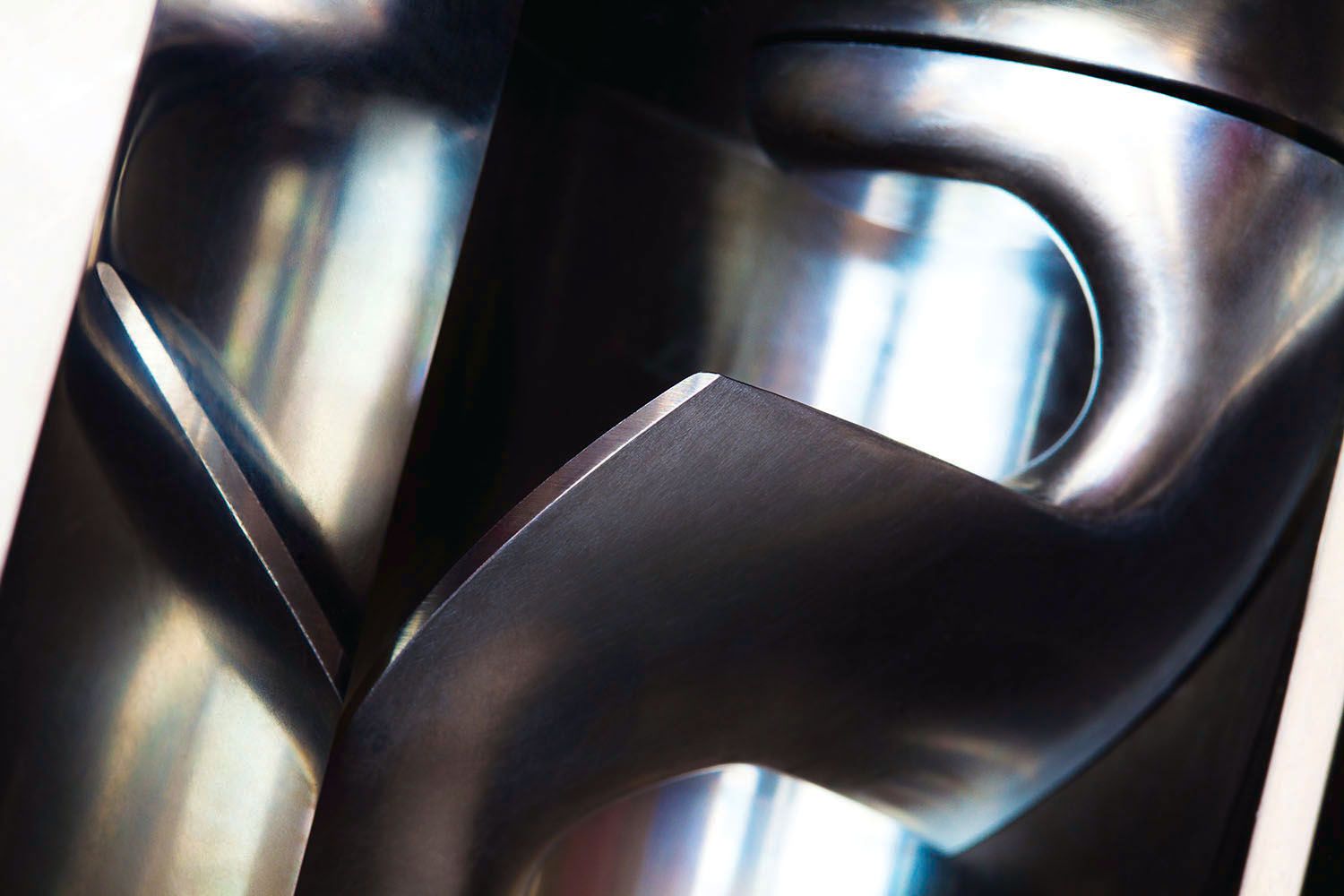 Abstract fine art print of impeller used in mixing dough. From a series of photographs for a company board room.