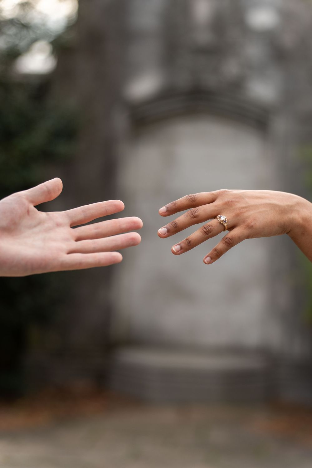 Whimsical Engagement and True to life color Session at Mellon Park Pittsburgh PA, Ring shot, detail